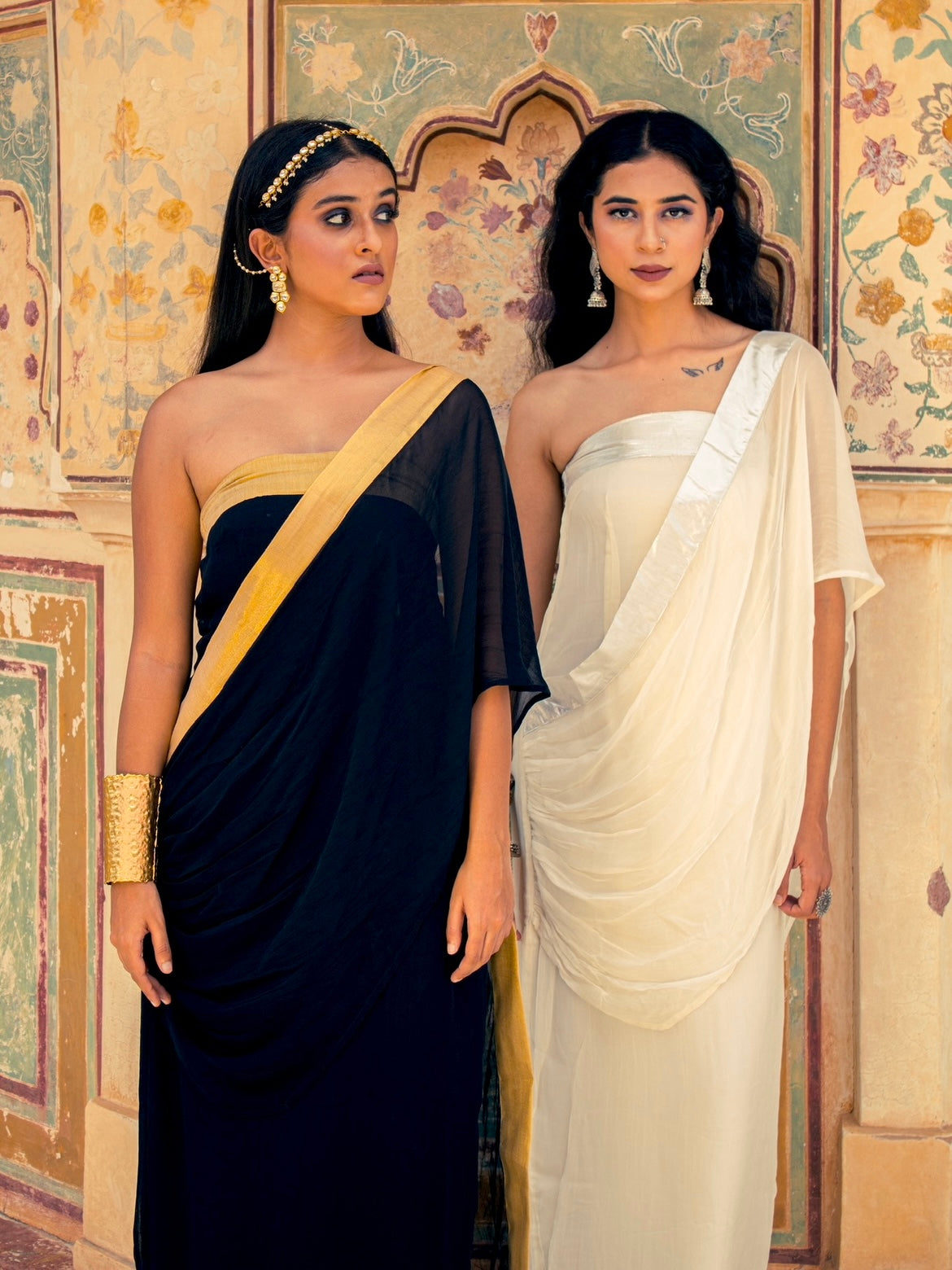 short saree, short, sarees, india, modern sarees, modern ethnic wear, black, white , social conscious , bollywood,